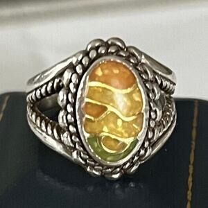 Carolyn Pollack Designer Vintage Relios Desert Scene‎ Sterling 925 Ring Sz 7.5